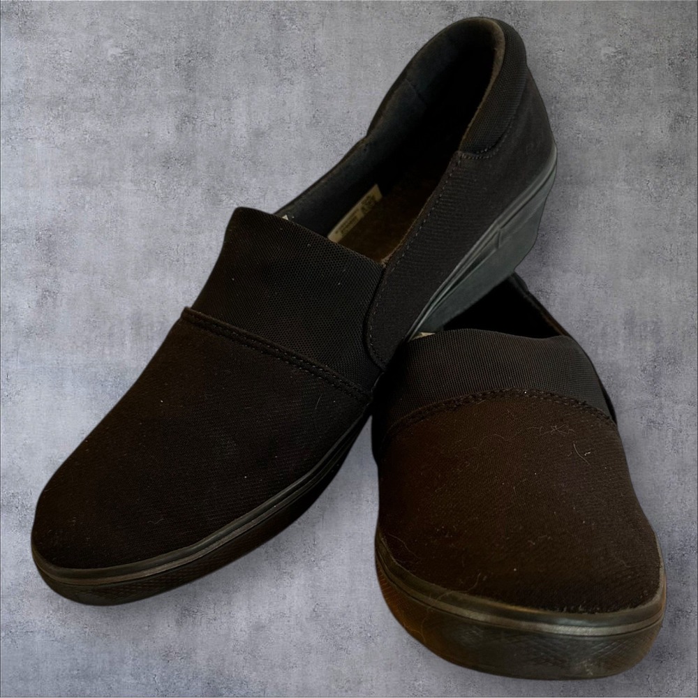 Grasshoppers Shoes Womens 9 M Indie Wedge Slip On Black Fabric Casual